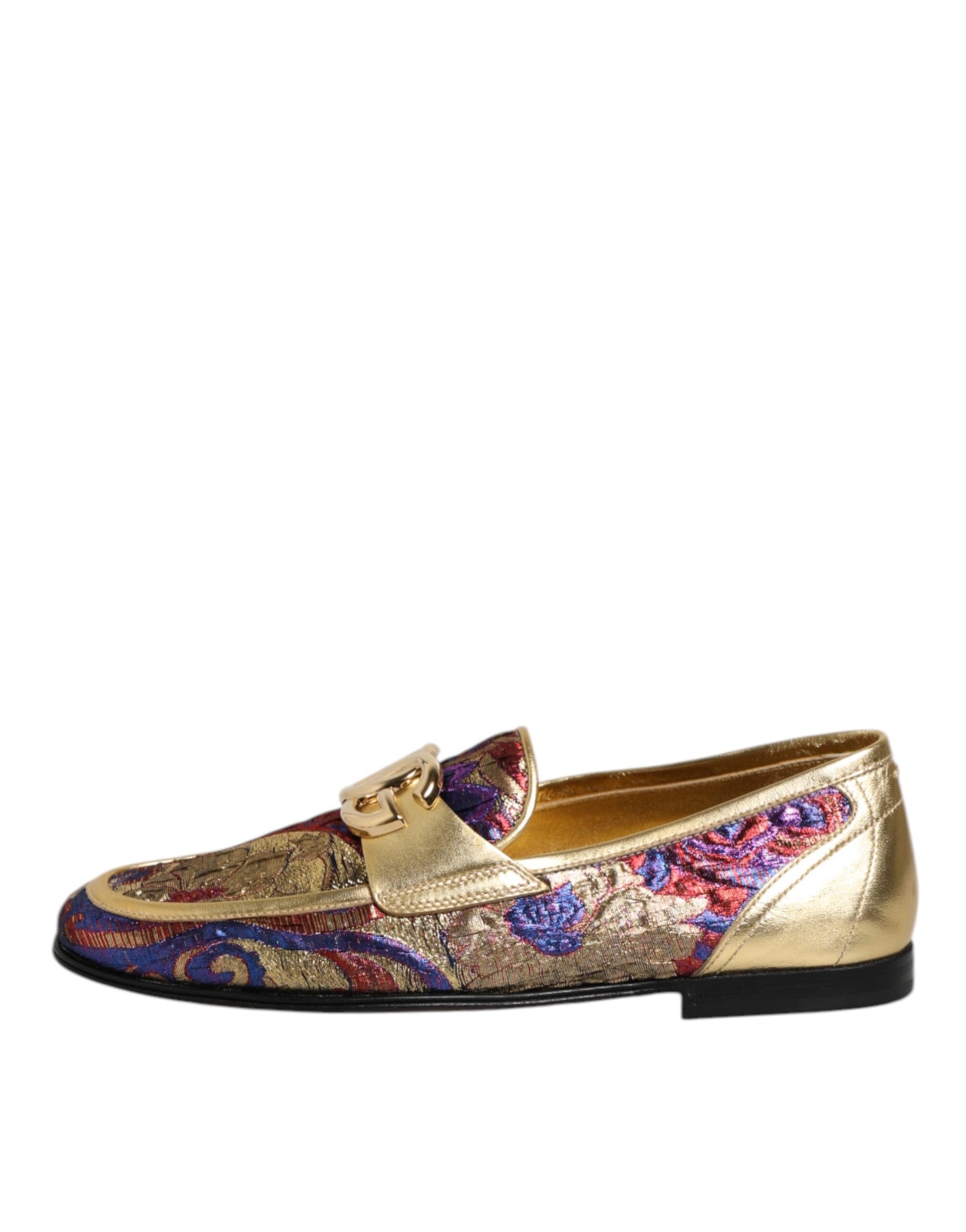 Dolce &amp; Gabbana Loafer-Schuhe mit mehrfarbigem Jacquard-Muster und goldenem DG-Logo