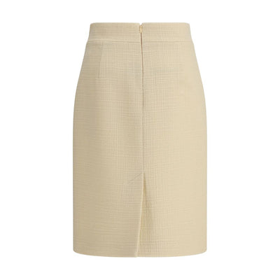 Valentino Cream Fleece Wool Skirt