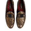 Dolce & Gabbana Gold Sequined Slip On Loafers Men Dress Shoes