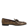 Dolce & Gabbana Gold Sequined Slip On Loafers Men Dress Shoes