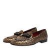 Dolce & Gabbana Gold Sequined Slip On Loafers Men Dress Shoes