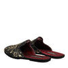 Dolce & Gabbana Black Floral Jacquard Slides Slippers Shoes