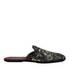 Dolce & Gabbana Black Floral Jacquard Slides Slippers Shoes