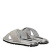 Dolce &amp; Gabbana Silberne Strass-Sandalen, flache Hausschuhe