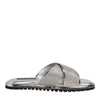 Dolce &amp; Gabbana Silberne Strass-Sandalen, flache Hausschuhe