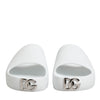 Dolce & Gabbana White Logo Slides Sandals Men Beachwear Shoes
