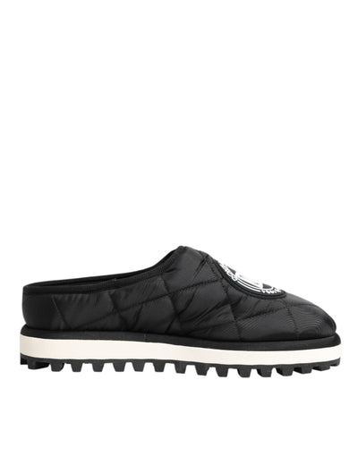 Dolce & Gabbana Black Nylon Low Top Slip On Sneaker Shoes
