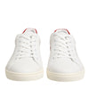 Dolce & Gabbana White Red Leather Low Top Men Sneakers Shoes