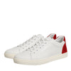 Dolce & Gabbana White Red Leather Low Top Men Sneakers Shoes