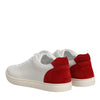 Dolce & Gabbana White Red Leather Low Top Men Sneakers Shoes