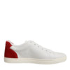 Dolce & Gabbana White Red Leather Low Top Men Sneakers Shoes