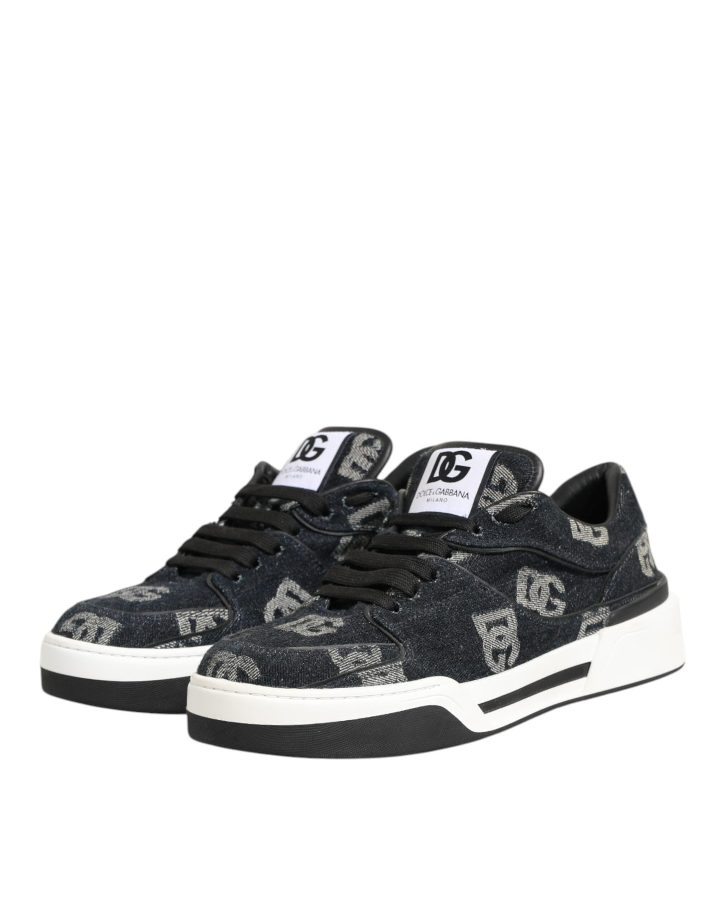 Dolce &amp; Gabbana blaue Baumwoll-Denim-Logo-Sneaker (niedriger Schaft)