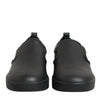 Dolce & Gabbana Black Leather Low Top Slip On Sneakers Shoes