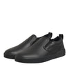 Dolce & Gabbana Black Leather Low Top Slip On Sneakers Shoes