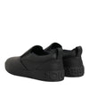 Dolce & Gabbana Black Leather Low Top Slip On Sneakers Shoes