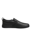 Dolce & Gabbana Black Leather Low Top Slip On Sneakers Shoes