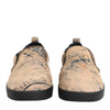 Dolce & Gabbana Beige Cotton Low Top Slip On Sneakers Shoes