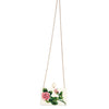 Dolce & Gabbana White Rose Embroidery Silk Gold Frame Clutch Purse Bag