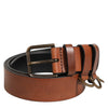 Dolce & Gabbana Brown Classic Gold Metal Logo Buckle Men Belt