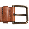 Dolce & Gabbana Brown Classic Gold Metal Logo Buckle Men Belt