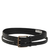 Dolce & Gabbana Black Double Strap Leather Brass Buckle Belt