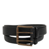 Dolce & Gabbana Black Double Strap Leather Brass Buckle Belt