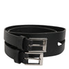 Dolce & Gabbana Black Double Strap Leather Silver Buckle Belt