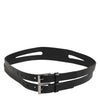 Dolce & Gabbana Black Double Strap Leather Silver Buckle Belt