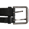 Dolce & Gabbana Black Double Strap Leather Silver Buckle Belt
