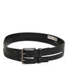 Dolce & Gabbana Black Double Strap Leather Silver Buckle Belt