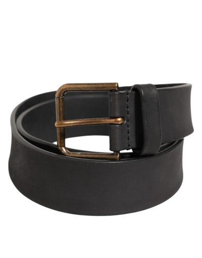 Dolce & Gabbana Black Leather Metal Buckle Classic Men Belt