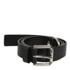 Dolce & Gabbana Black Leather Classic Metal Logo Buckle Belt