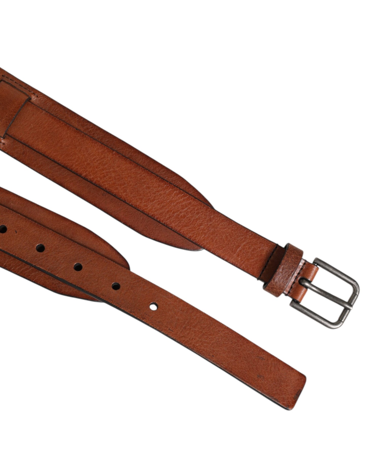 Dolce & Gabbana Brown Classic Gold Metal Logo Buckle Men  Belt