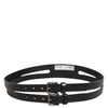 Dolce & Gabbana Black Double Strap Leather Silver Buckle Belt