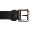Dolce & Gabbana Black Double Strap Leather Silver Buckle Belt