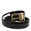 Dolce & Gabbana Black Classic Leather Gold-Tone Buckle Belt