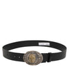 Dolce & Gabbana Black Leather Ornate Metal Buckle Men Belt
