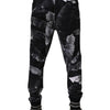 Dolce & Gabbana Black Banana Leaf Cotton Jogger Trouser Pants