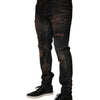 Dolce &amp; Gabbana Schwarze Baumwoll-Skinny-Jeans im Used-Look für Herren