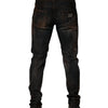 Dolce &amp; Gabbana Schwarze Baumwoll-Skinny-Jeans im Used-Look für Herren