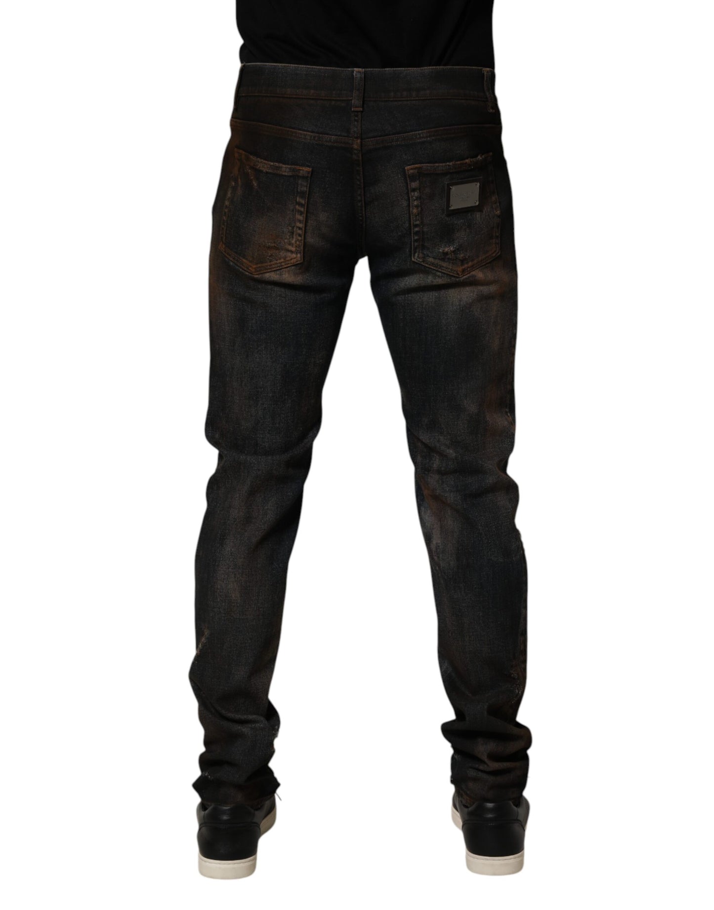 Dolce &amp; Gabbana Schwarze Baumwoll-Skinny-Jeans im Used-Look für Herren