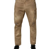 Dolce & Gabbana Beige Cotton Loose Tattered Men Denim Jeans