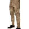 Dolce & Gabbana Beige Cotton Loose Tattered Men Denim Jeans