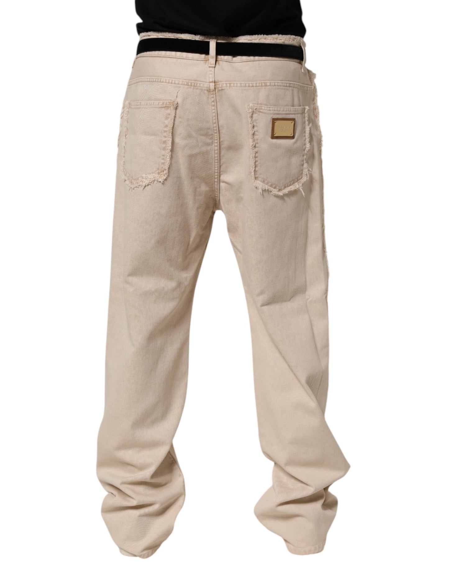 Dolce &amp; Gabbana Beige Baumwoll-Jeans mit geradem Schnitt