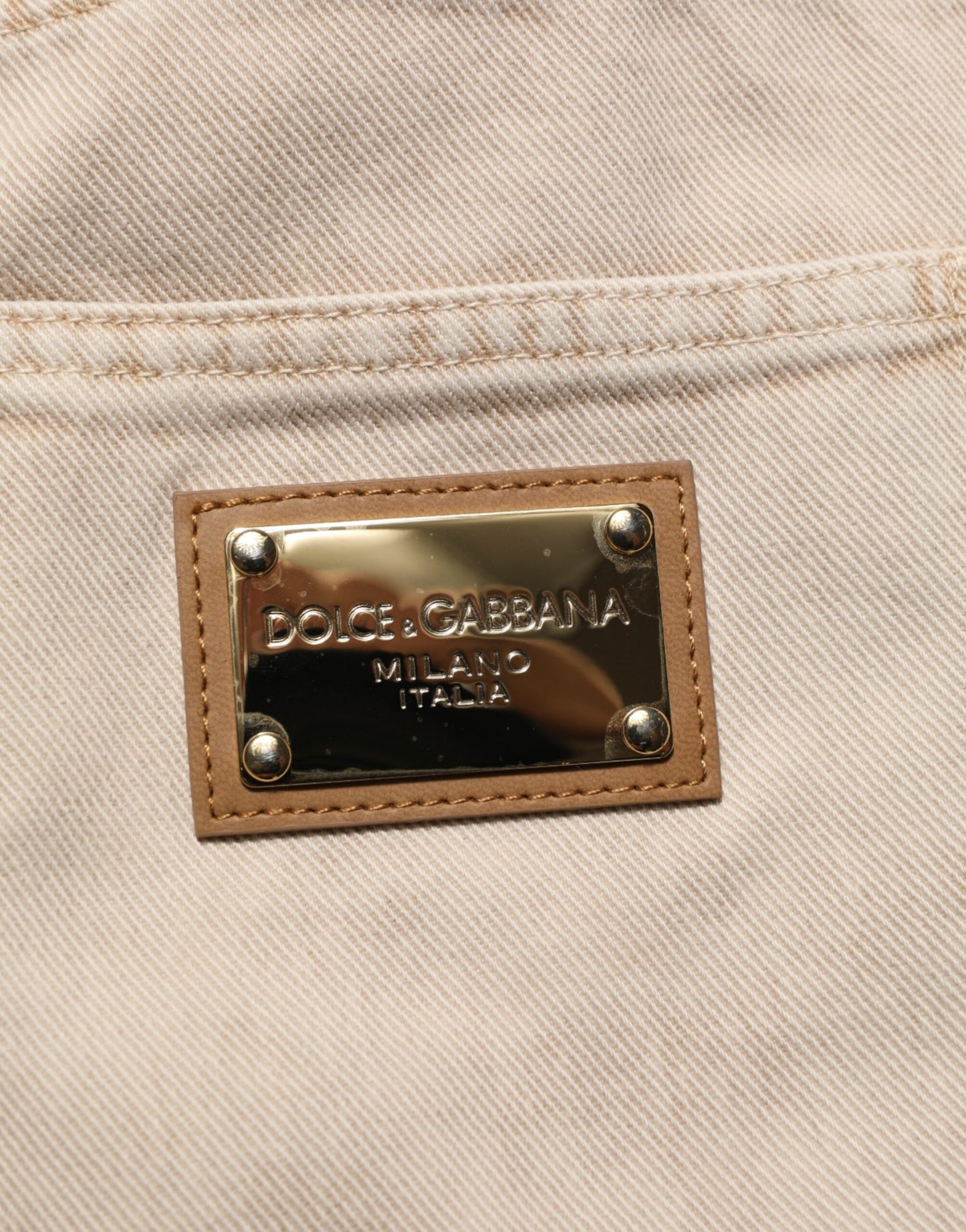 Dolce &amp; Gabbana Beige Baumwoll-Jeans mit geradem Schnitt