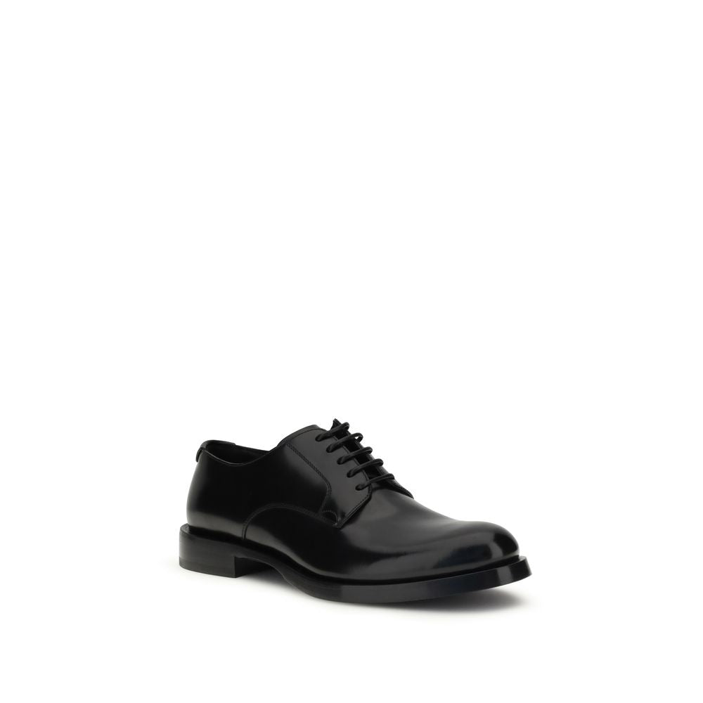 Dolce &amp; Gabbana Bos Taurus Oxfords und Derbys aus schwarzem Kalbsleder