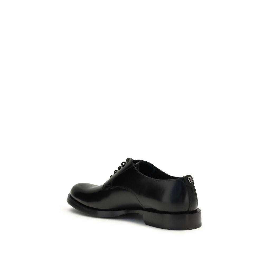 Dolce &amp; Gabbana Bos Taurus Oxfords und Derbys aus schwarzem Kalbsleder