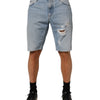 Dolce &amp; Gabbana Bermuda-Shorts aus blauem Baumwoll-Denim im Used-Look