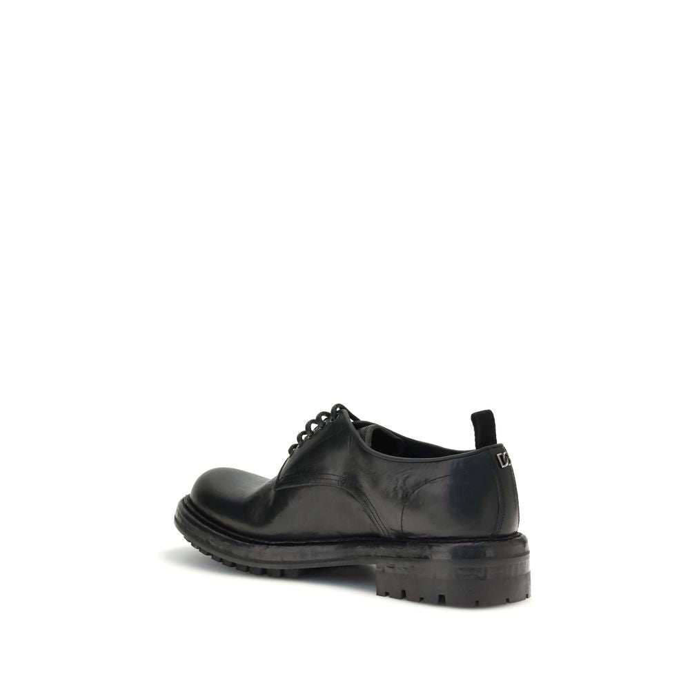 Dolce &amp; Gabbana Bos Taurus Oxfords und Derbys aus schwarzem Kalbsleder