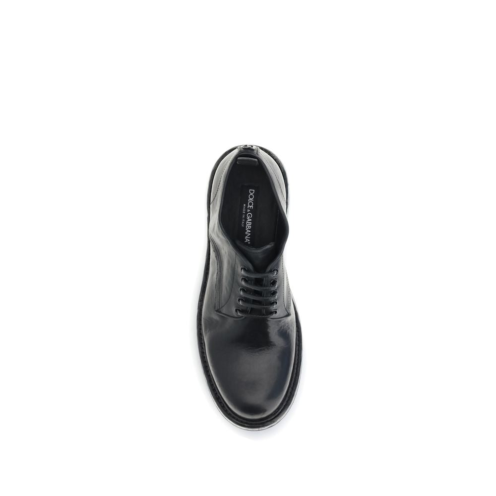 Dolce &amp; Gabbana Bos Taurus Oxfords und Derbys aus schwarzem Kalbsleder